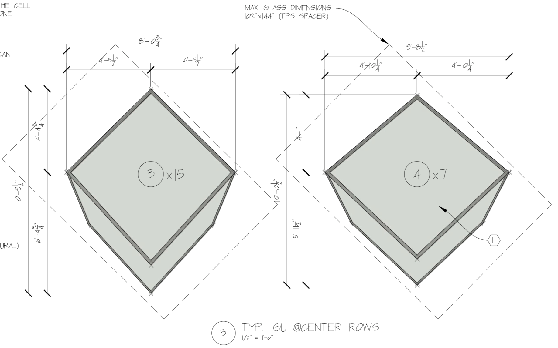 IGU types at center rows