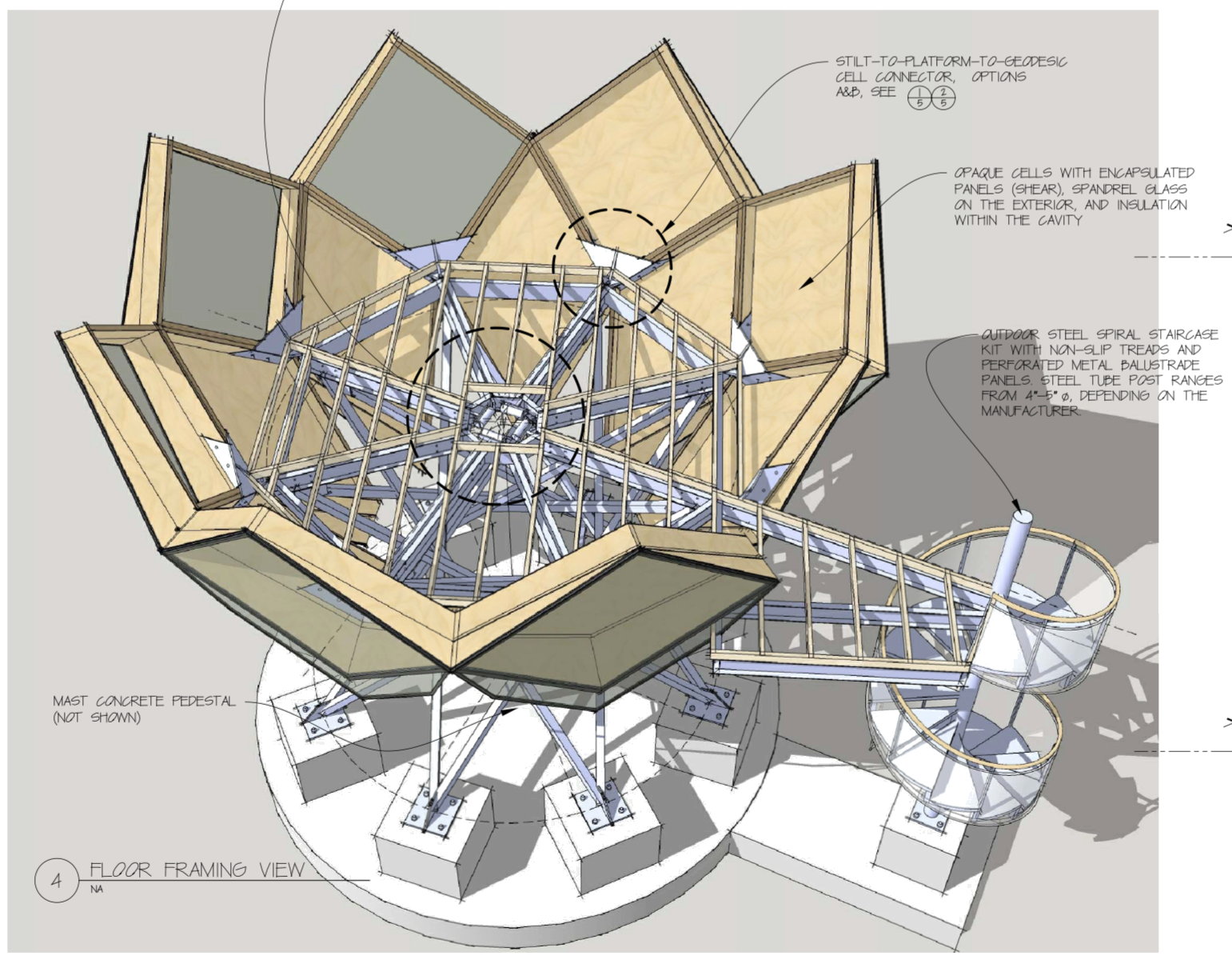 Floor framing view with facet shell cells