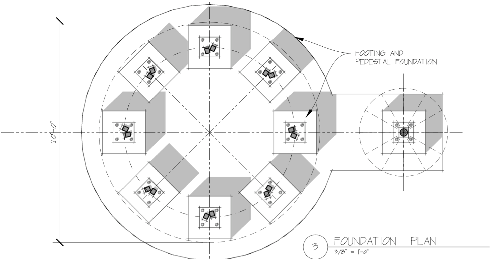 Juniper footing and pedestal foundation plan