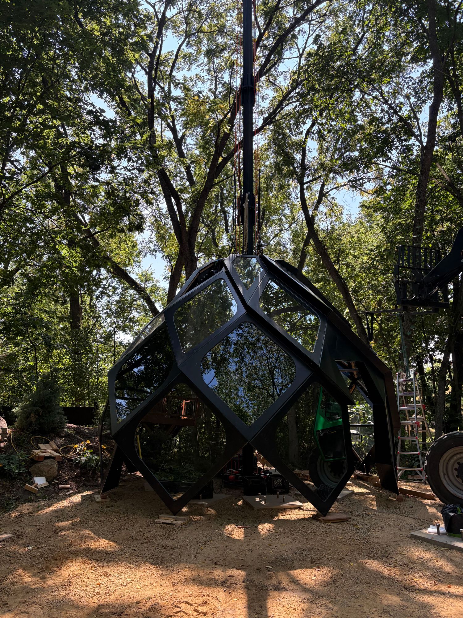 Lunar Lander shell frame on temporary supports